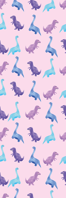 Tapis vinyle chambre dinosaures roses sur fond - TenStickers