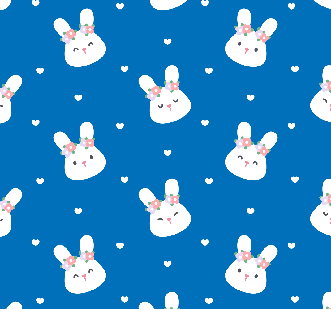 Tapis vinyle chambre lapins mignons sur fond bleu - TenStickers