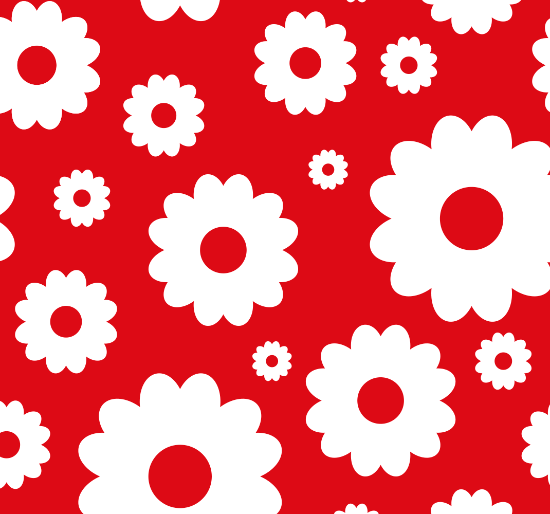 Tapis vinyle chambre marguerites blanches sur fond rouge - TenStickers