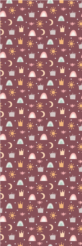 Tapis vinyle chambre motif couronnes étoiles et arc-en-ciel - TenStickers