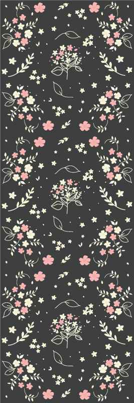 Tapis vinyle chambre fond gris avec petits roses - TenStickers