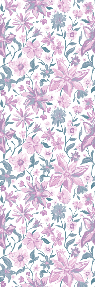 Tapis vinyle chambre roses roses et grises - TenStickers