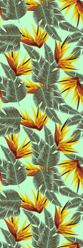 Tapis vinyle chambre feuilles tropicales vertes et jaunes - TenStickers