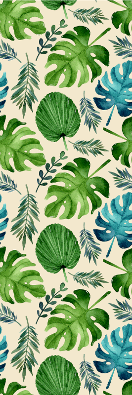 Tapis vinyle chambre motif feuilles tropicales vertes - TenStickers