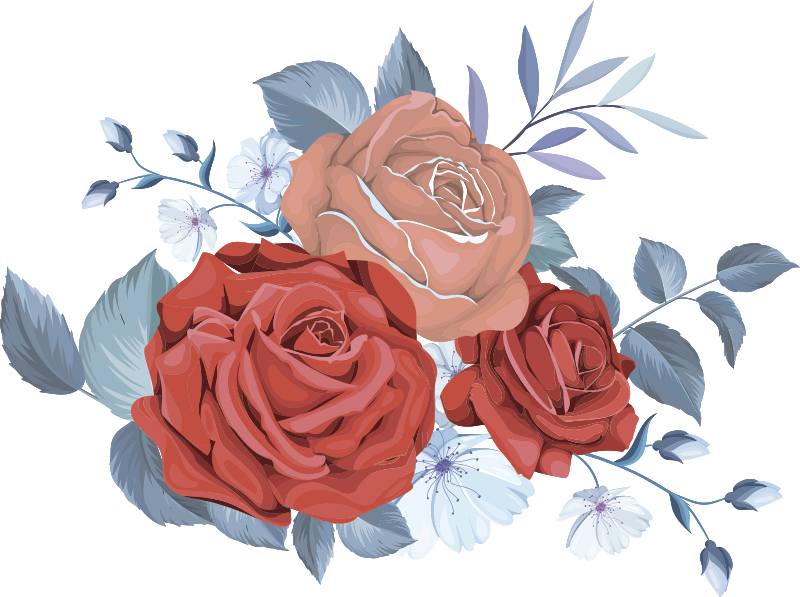 Tapis vinyle chambre bouquet de fleurs bleues - TenStickers