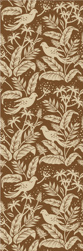 Tapis vinyle nordique oiseaux dorés et marron - TenStickers