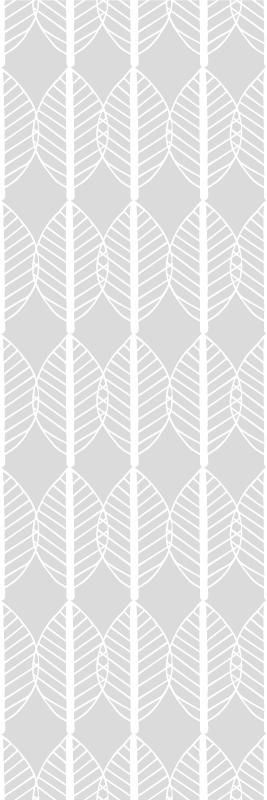 Tapis vinyle nordique ligne de feuilles blanches sur gris - TenStickers