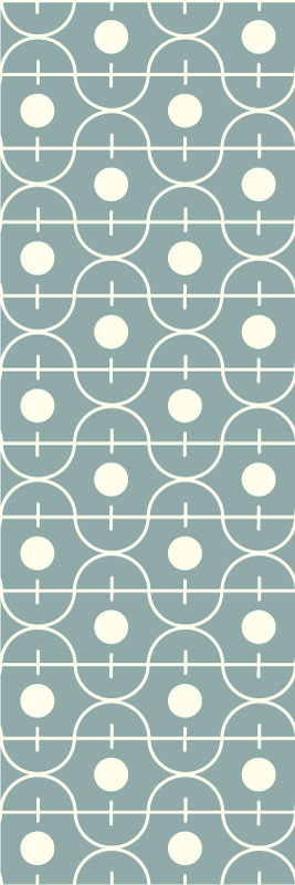 Tapis vinyle nordique motif japandi bleu géométrique - TenStickers
