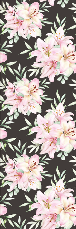 Tapis vinyle nature motif floral nénuphars aquarelle - TenStickers