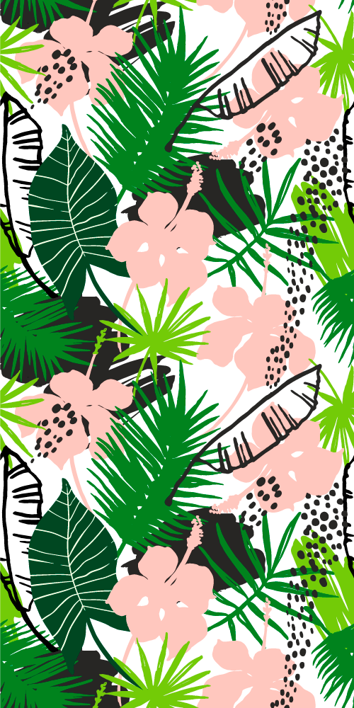 Tapis vinyle nature motif tropical feuilles et fleurs - TenStickers