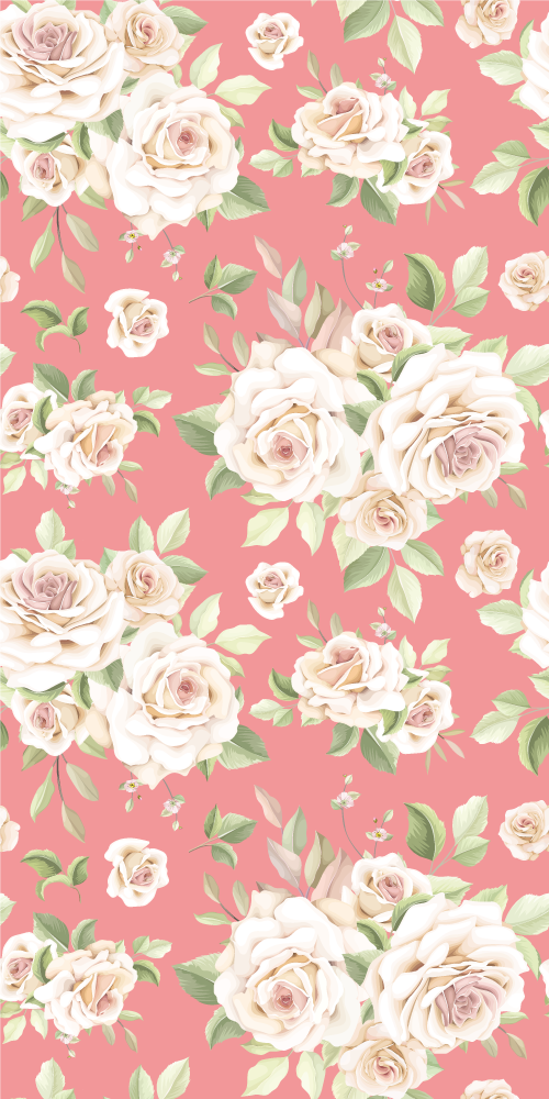 Tapis vinyle nature roses vintage sur fond blanc - TenStickers