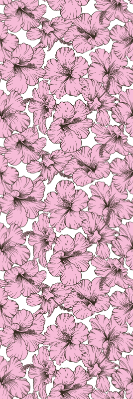 Tapis vinyle nature motif hibiscus fleurs roses - TenStickers