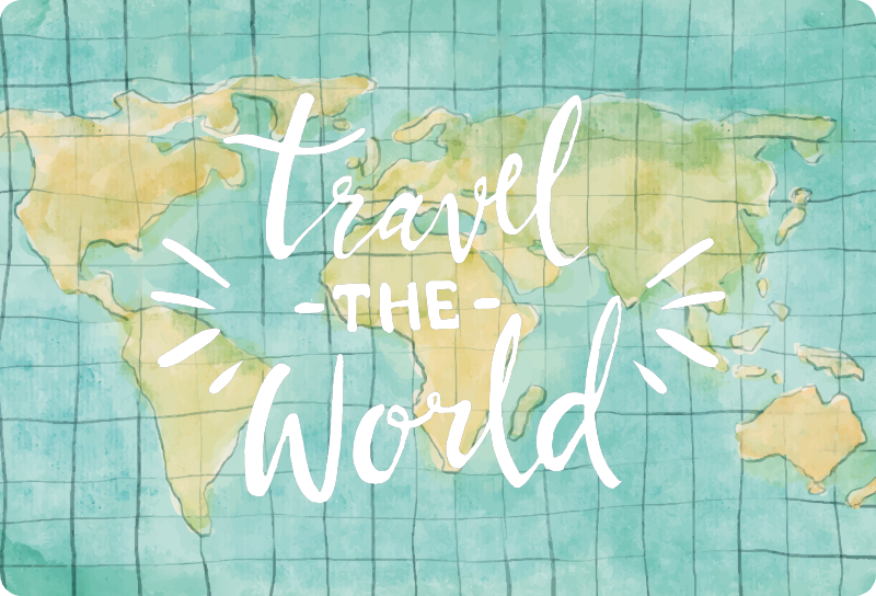 Tapis vinyle carte du monde pour voyager autour du monde - TenStickers