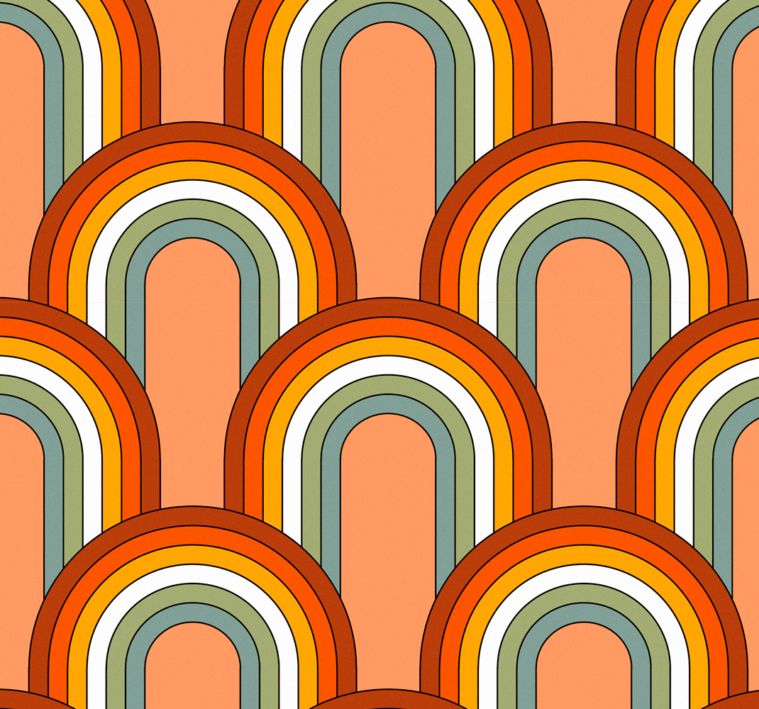 Tapis vinyle vintage motif arc-en-ciel des années 70 - TenStickers