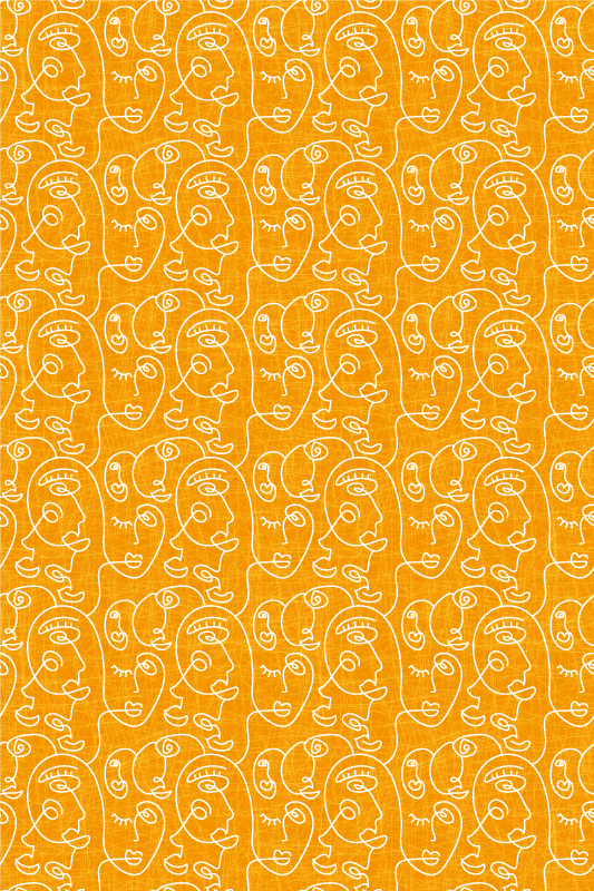 Tapis vinyle texture femmes dessinées abstrait orange - TenStickers