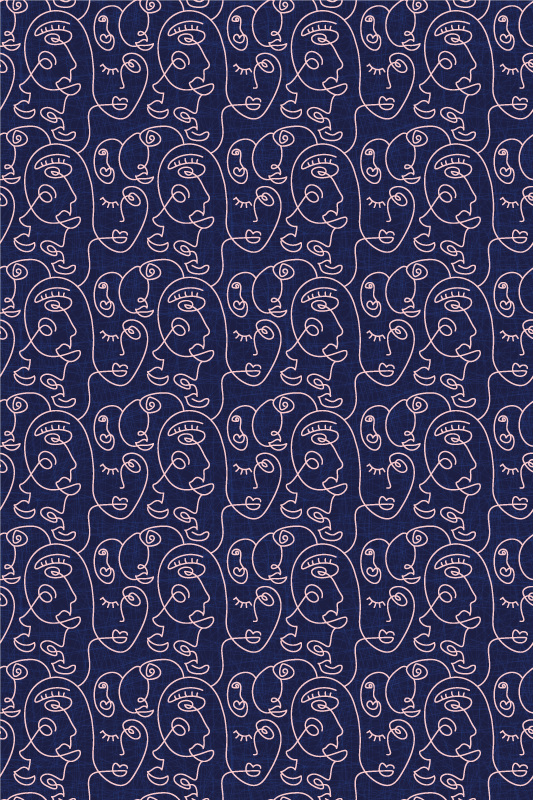 Tapis vinyle texture femmes dessinées bleu abstrait - TenStickers