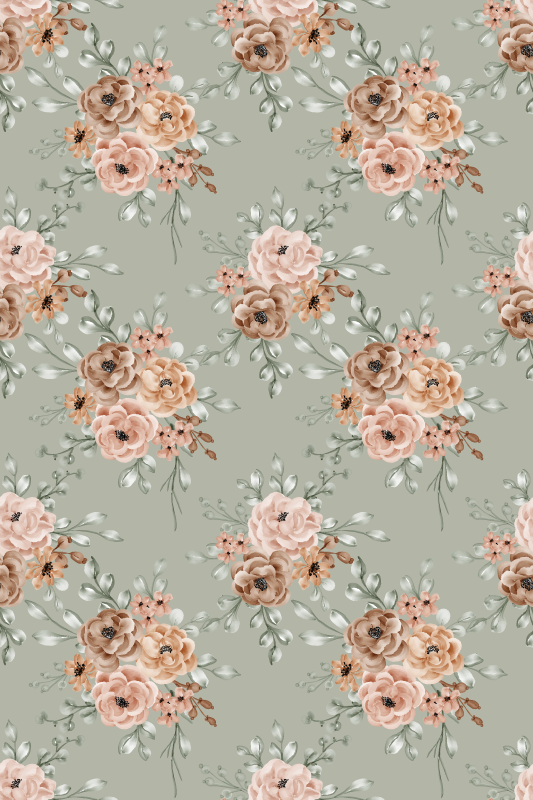Tapis vinyle vintage roses vintage sur fond menthe - TenStickers