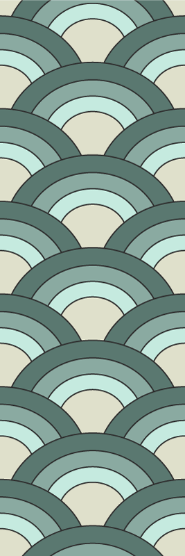 Tapis vinyle vintage motif écailles bleu dégradé - TenStickers