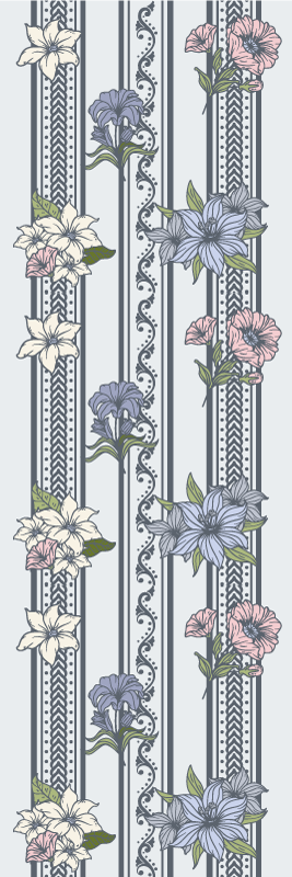Tapis vinyle vintage motif rayé floral vintage - TenStickers