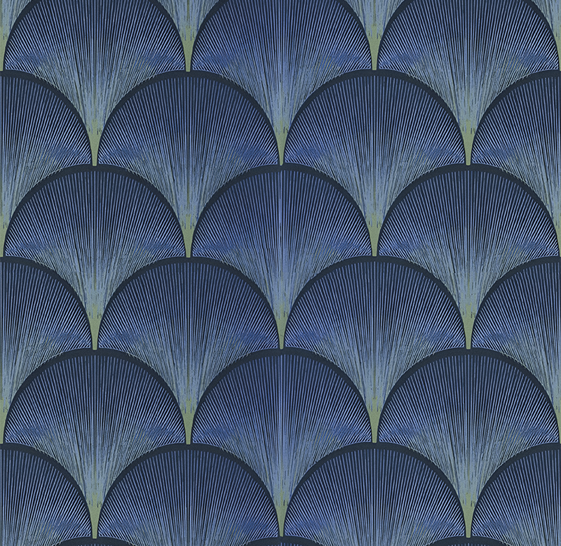 Tapis vinyle vintage motifs éventails bleus années 1920 - TenStickers