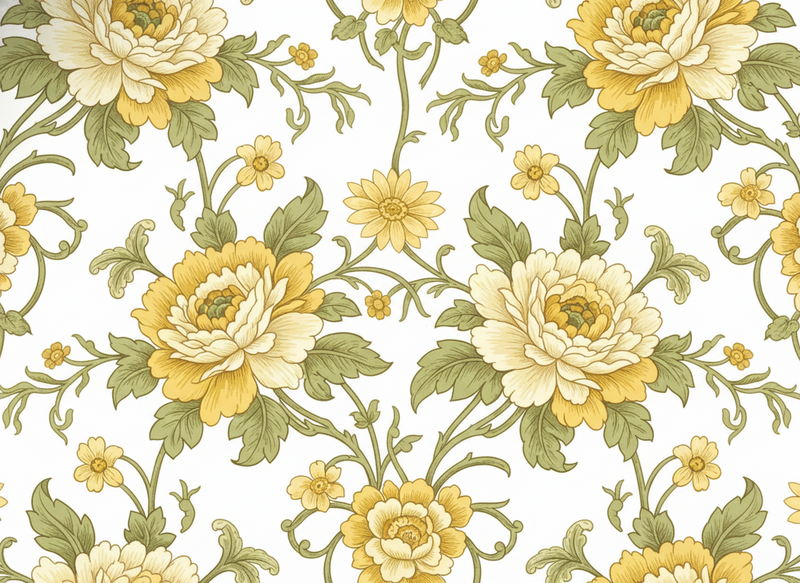 Tapis vinyle vintage design floral jaune - TenStickers