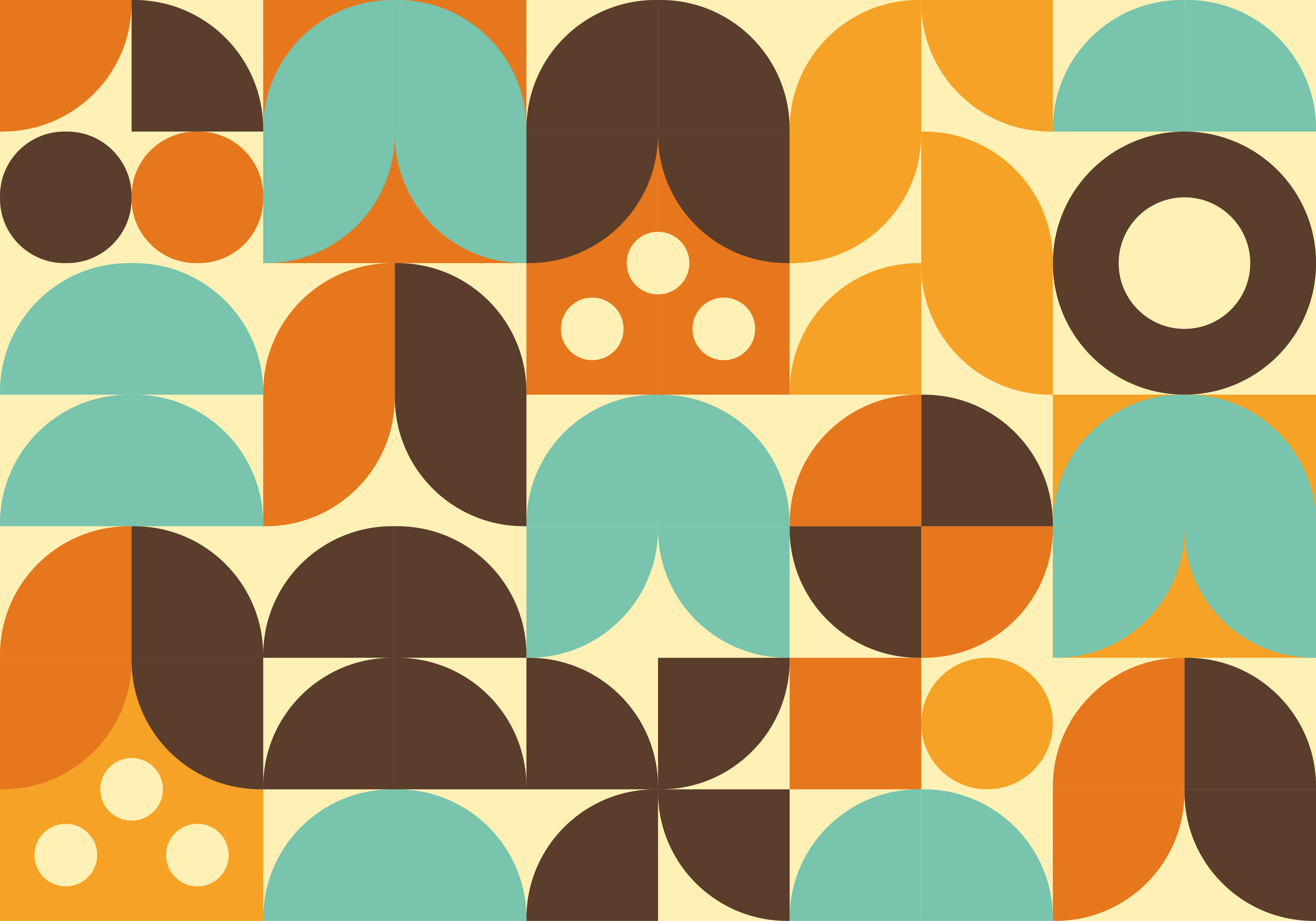 Tapis vinyle vintage formes abstraites géométriques 70's - TenStickers