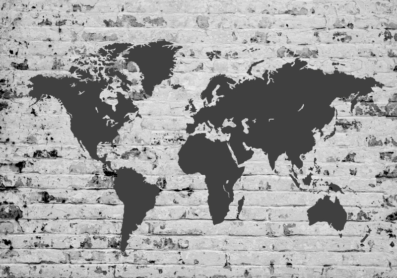 Tapis vinyle carte du monde murale brique blanche - TenStickers
