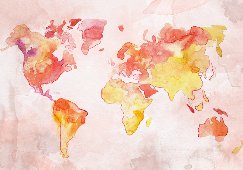 Tapis vinyle carte du monde aquarelle pastel - TenStickers