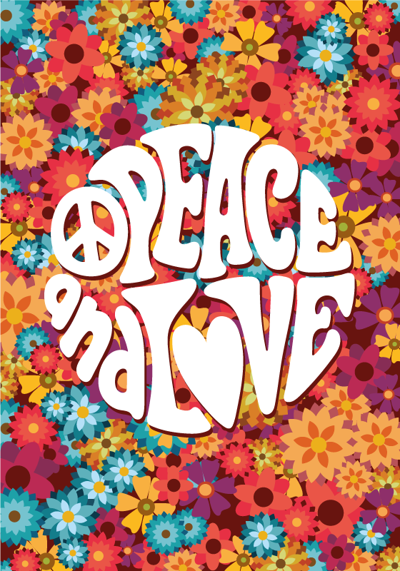 Tapis vinyle plantes paix et amour - TenStickers