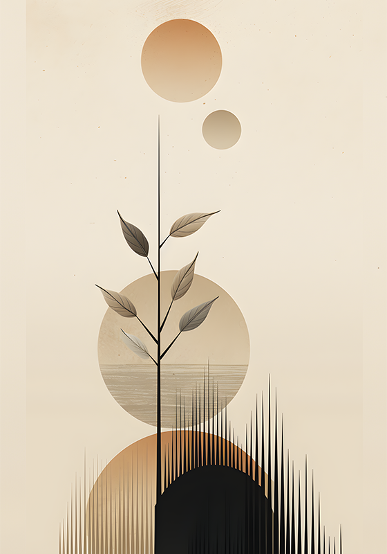 Tapis vinyle plantes abstrait boho - TenStickers