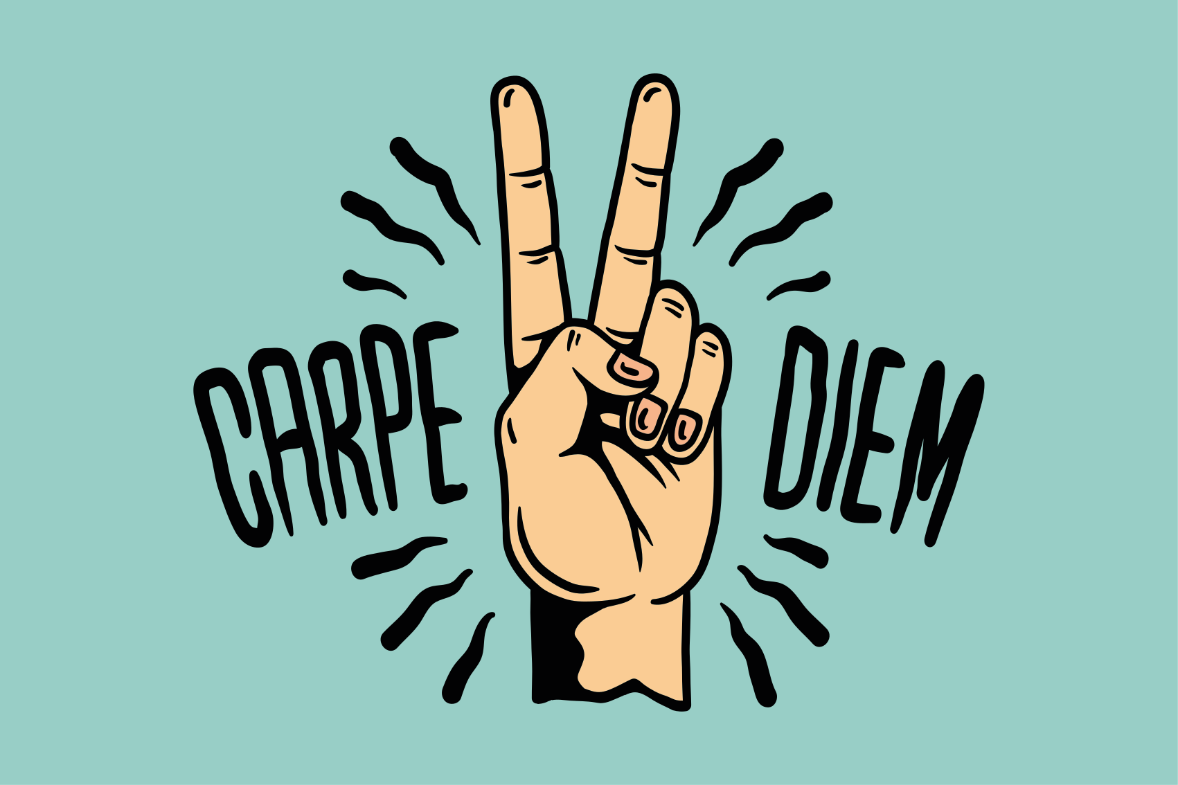 Tapis vinyle citation carpe diem illustration main paix - TenStickers