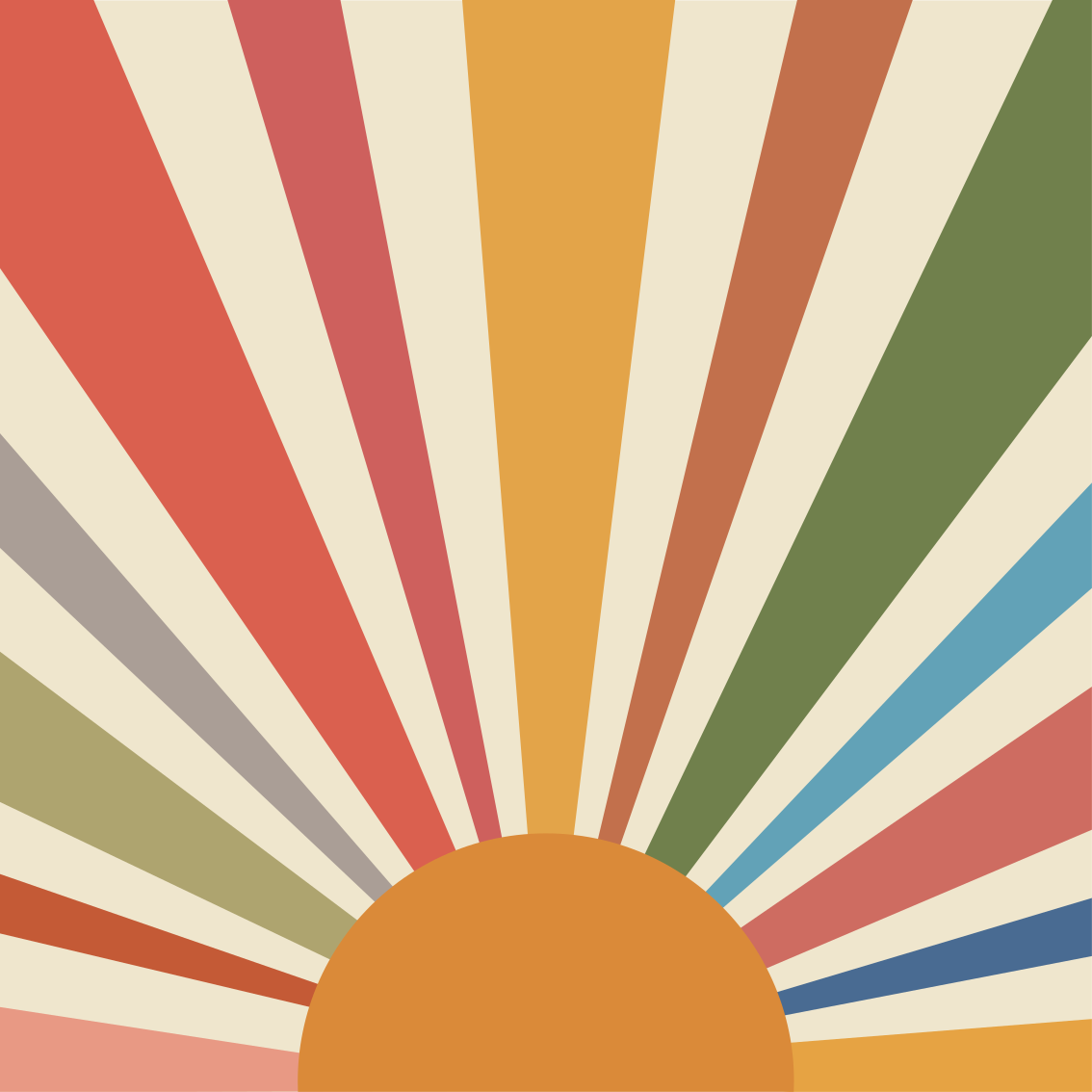 Tapis vinyle géométrique soleil mural coloré - TenStickers