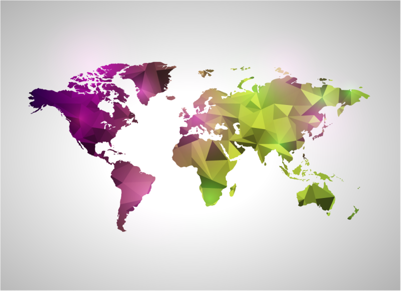Tapis vinyle géométrique carte du monde géométrique - TenStickers