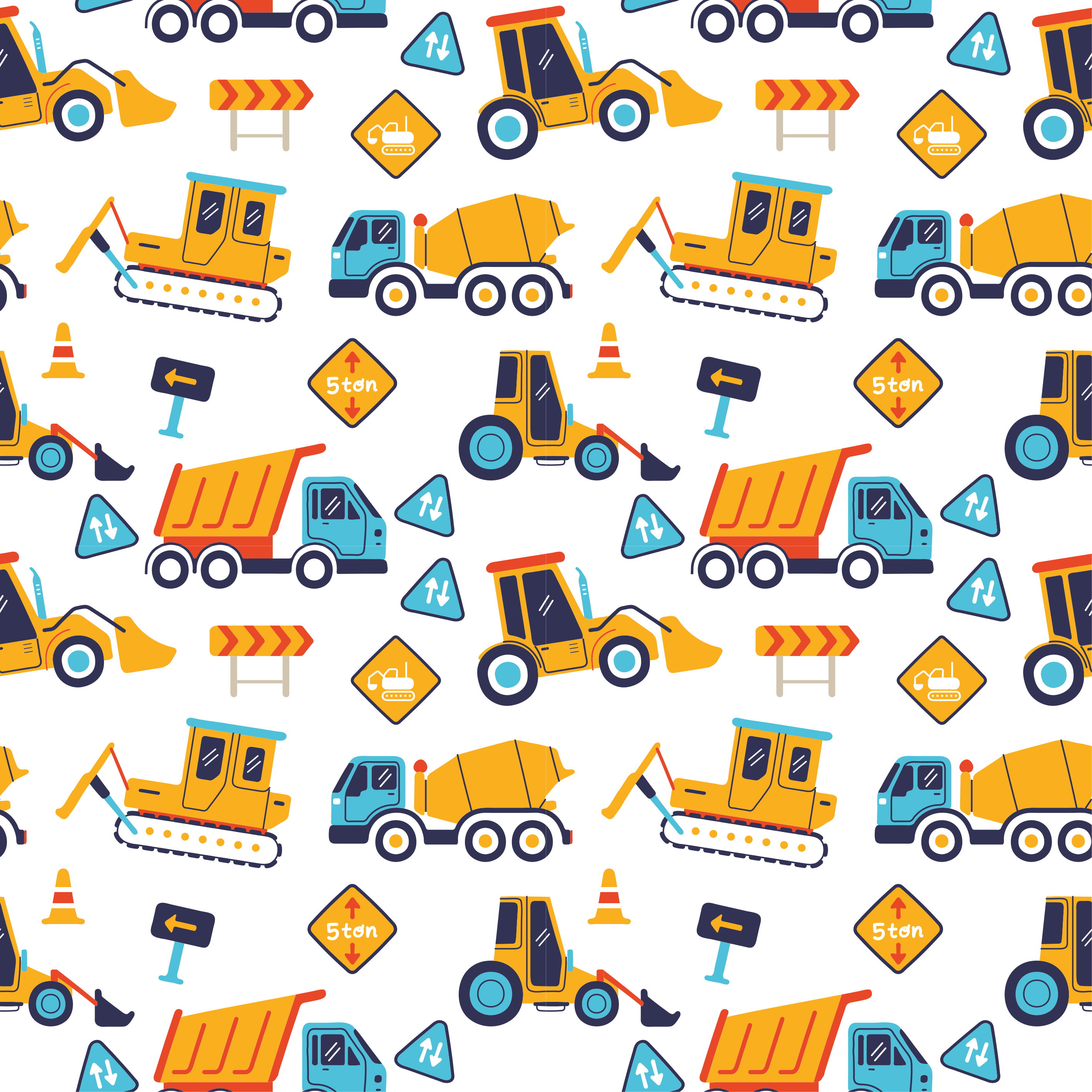 Tapis vinyle pour enfants thème chantier cartoon - TenStickers