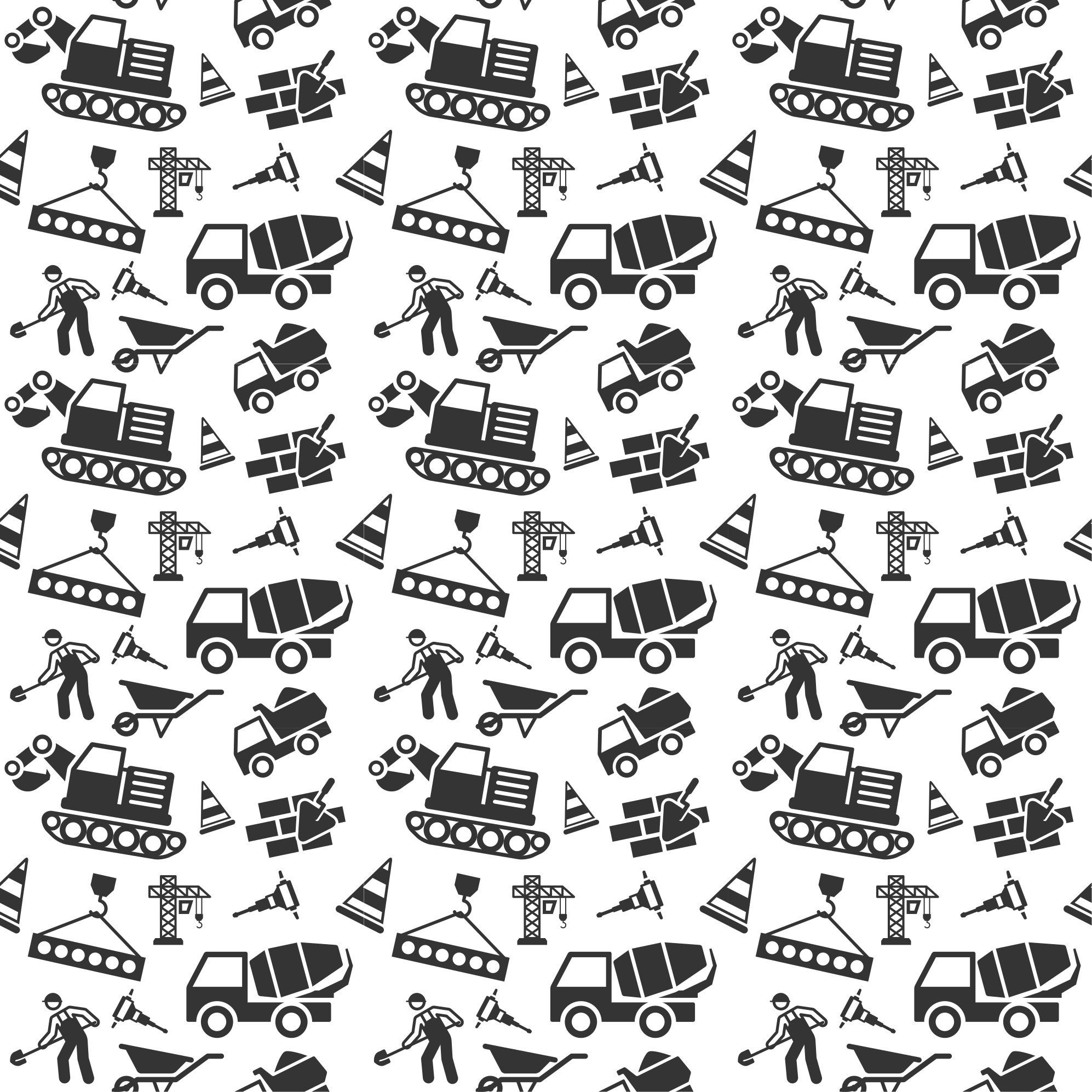 Tapis vinyle pour enfants excavateurs et camions monocolores - TenStickers