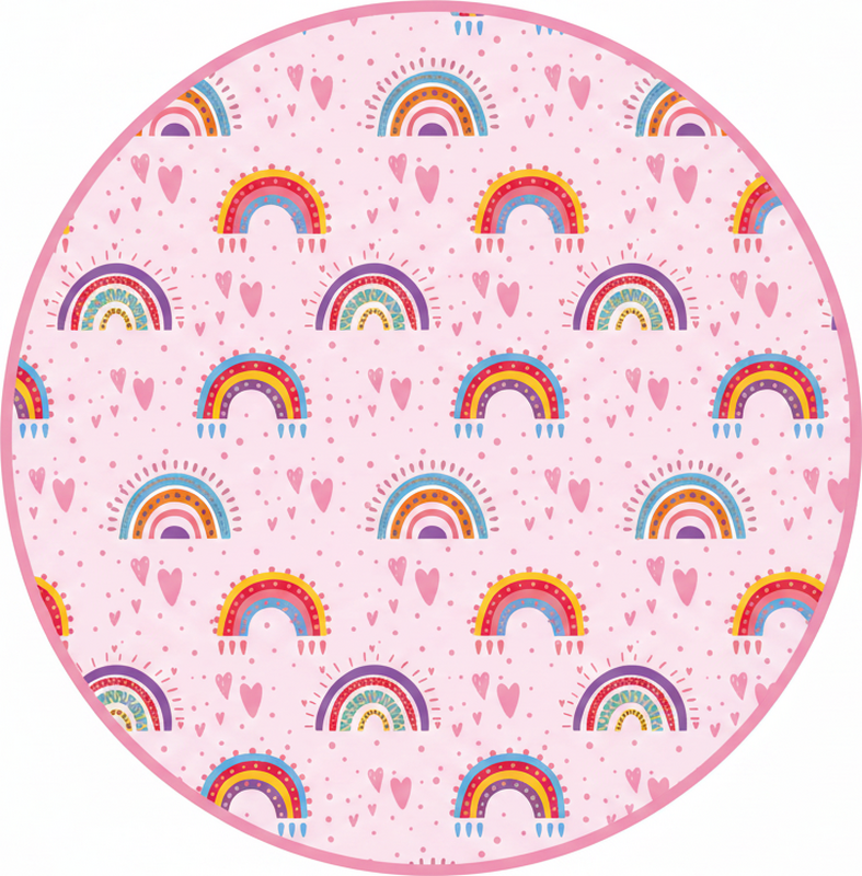 Tapis vinyle pour enfants pois roses et arc-en-ciel coloré - TenStickers