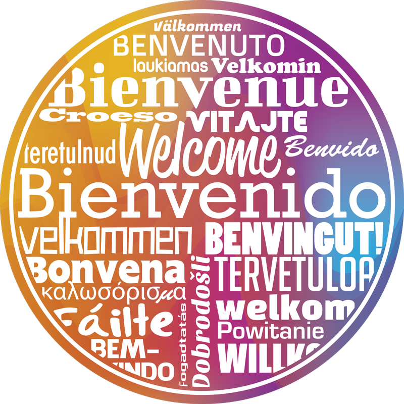 Tapis vinyle entrée bienvenue dans toutes les langues - TenStickers