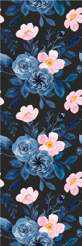 Tapis vinyle salon motif bleu et rose sur fond noir - TenStickers