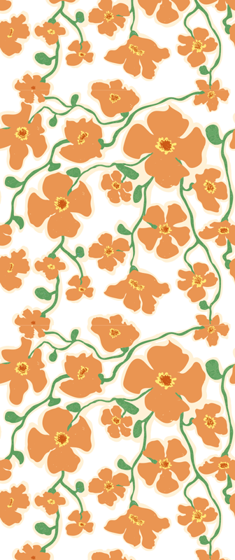 Tapis vinyle salon fleurs marguerites vertes oranges - TenStickers