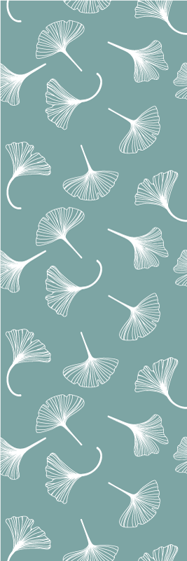 Tapis vinyle salon motif feuilles de ginkgo bleu clair - TenStickers