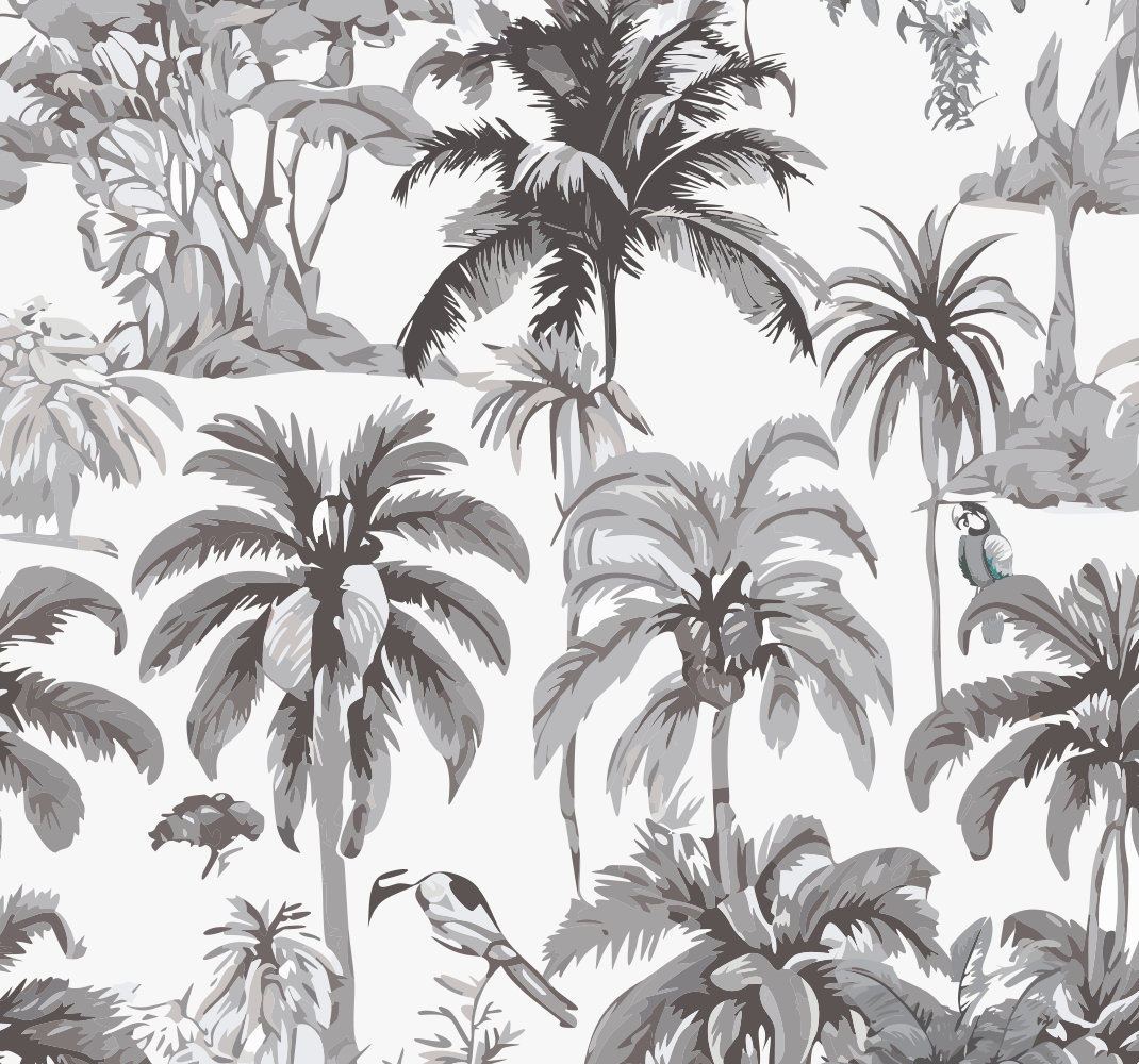 Tapis vinyle gris arbres à palmiers - TenStickers