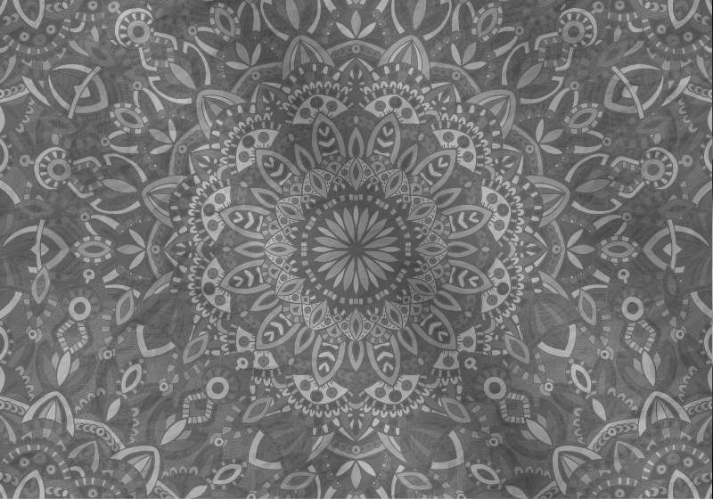 Tapis vinyle gris motif mandala complexe - TenStickers
