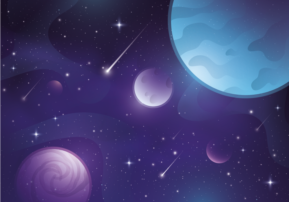 Tapis vinyle violet espace mystérieux avec étoiles filantes - TenStickers