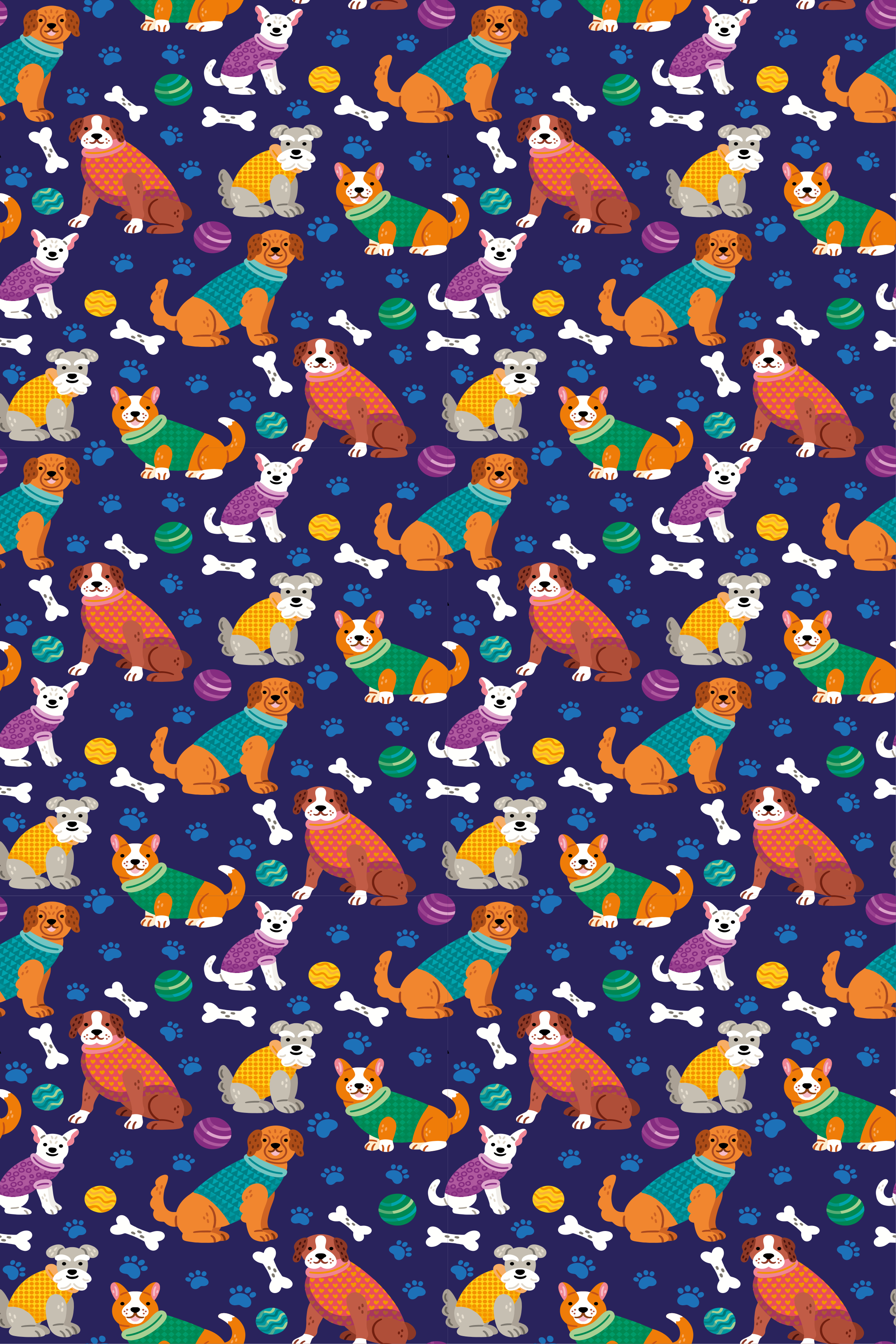 Tapis vinyle violet motif chiens colorés étonnants - TenStickers