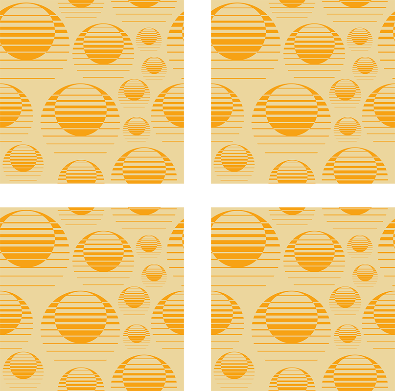 Tapis vinyle orange dessin rétro du soleil - TenStickers