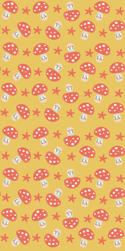 Tapis vinyle orange champignons classiques sur fond jaune - TenStickers