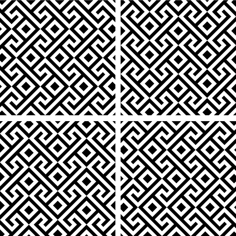 Tapis vinyle noir motif géométrique noir et blanc - TenStickers