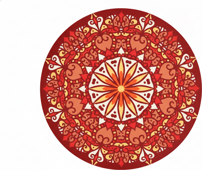 Tapis vinyle rouge mandala ornemental coloré luxe - TenStickers