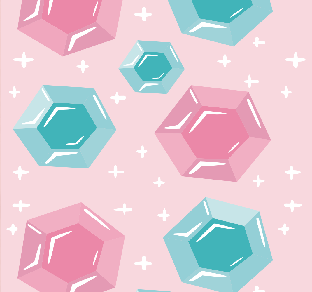 Tapis vinyle rose gemmes géométriques aux teintes vives - TenStickers
