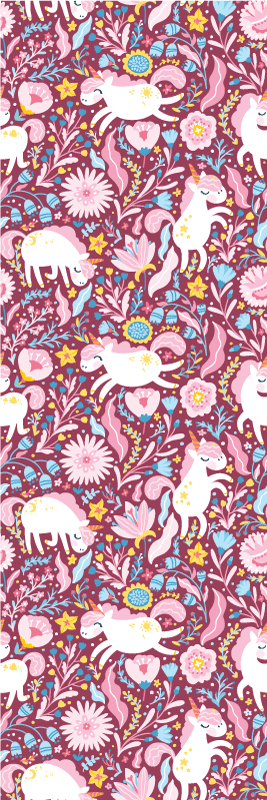 Tapis vinyle rose motif licorne animalier magnifique - TenStickers
